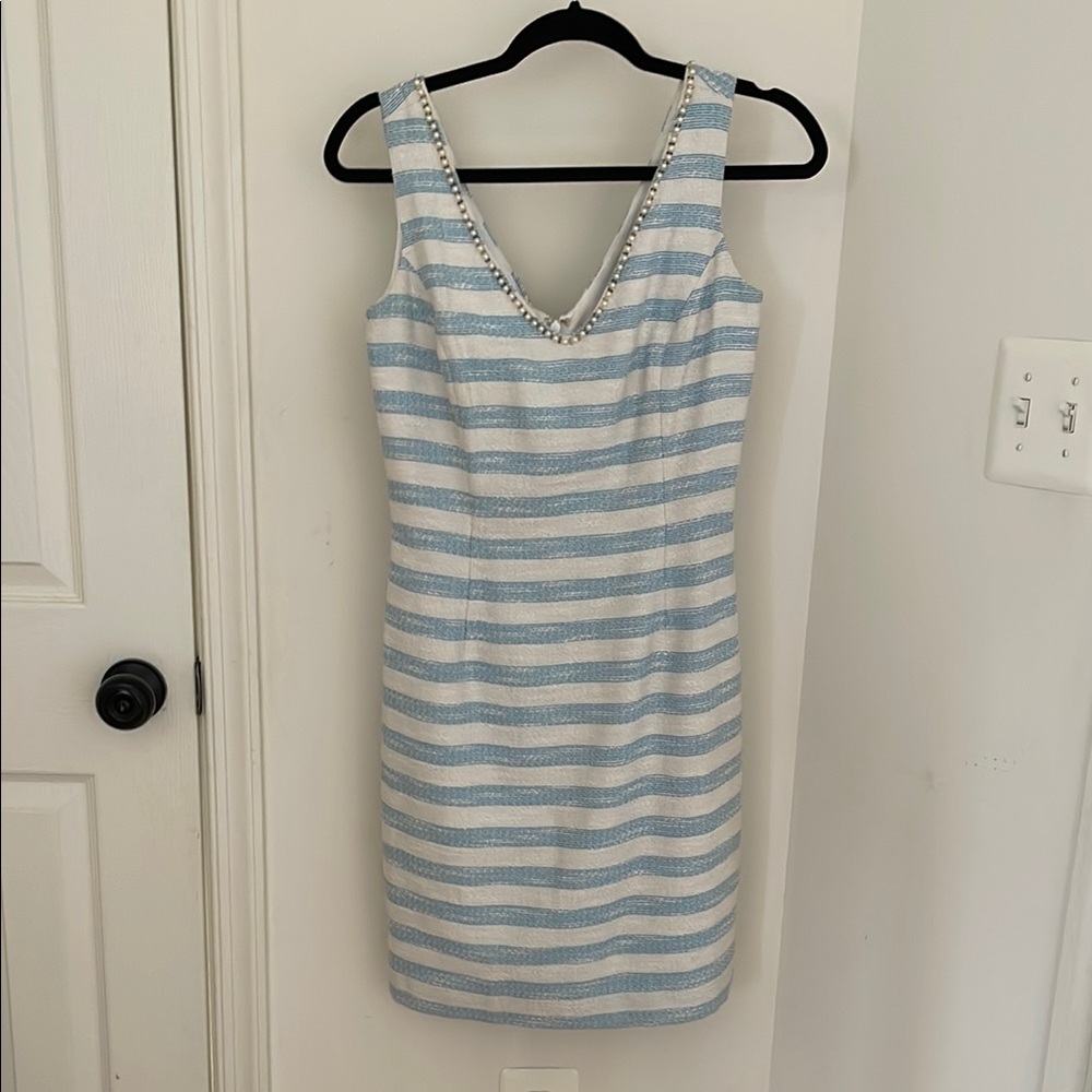 Lilly Pulitzer Blue and White Sheath Mini Dress